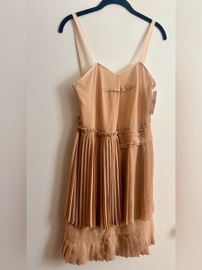 See by Chloe NWT Sleeveless Pleated Tan Dress sz 38 (like 4 US)
